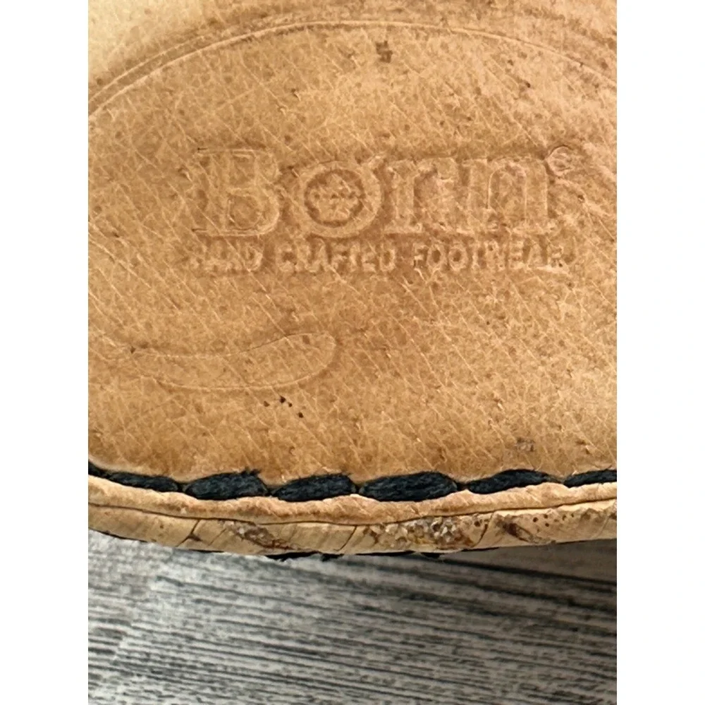 Born B94609 Black Patent Leather Cork Wedge Slide Sandals Women Sz US 10 EU 42